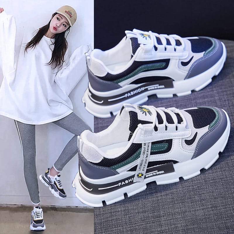 Fashion Korean Women Chunky Sneakers Platform Autumn Breathable Mixed Colors Women Women Sneakers Casual Platform Shoes 2023