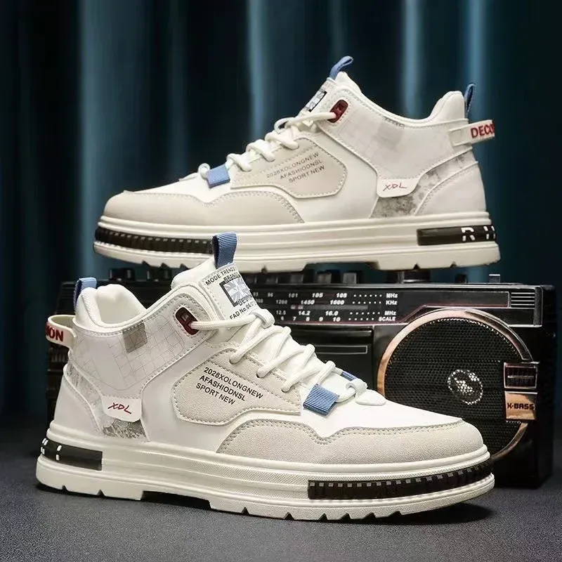 Men Casual Sports Board Shoes  British Style Leather Work Attire Outdoor Walking Fashion Boots Lightweight Breathable 2024