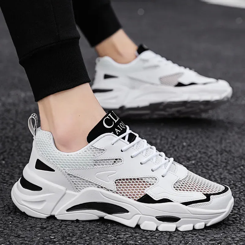 Mesh Men's Sneakers white summer platform sneakers Stylish Lace-up Male Sneaker Breathable Man Tenis Footwear men's sports shoes