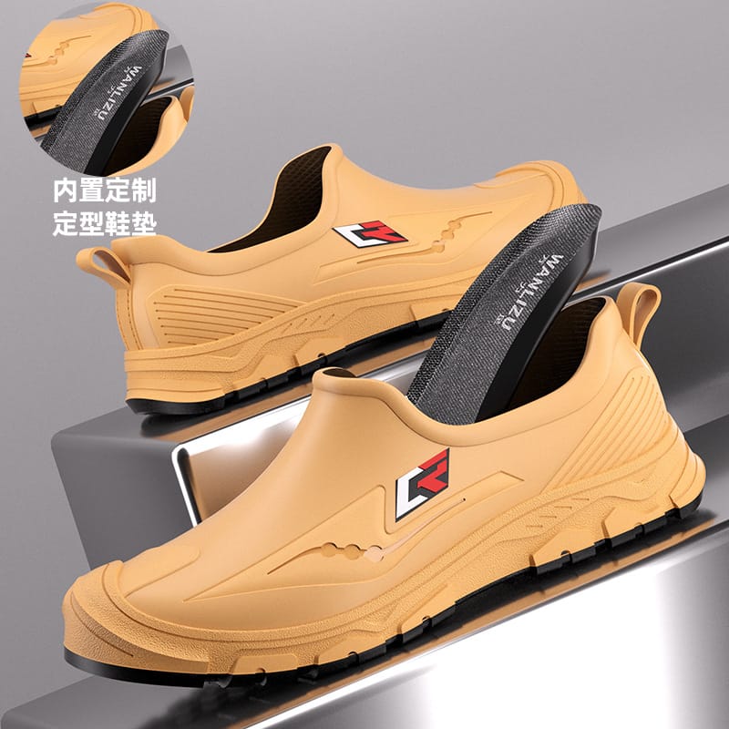 New Short-tube Rain Boots for Men Non-slip and Wear-resistant Fishing Water Shoes Plus Velvet Rubber Shoes Waterproof Rain Boots
