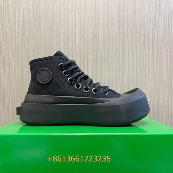 Black/white/green Mixed Color Jumbo Sneakers Women/men Vulcanize Shoes 4.5Cm Platform Round Toe Lace-Up High Top Canvas Sneakers