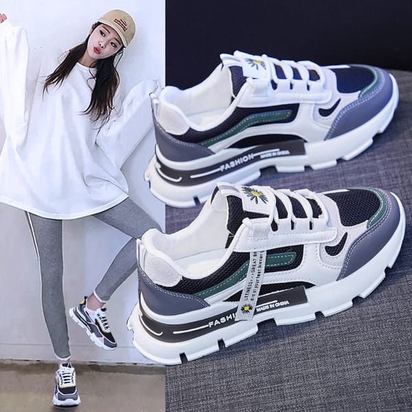 Fashion Korean Women Chunky Sneakers Platform Autumn Breathable Mixed Colors Women Women Sneakers Casual Platform Shoes 2023