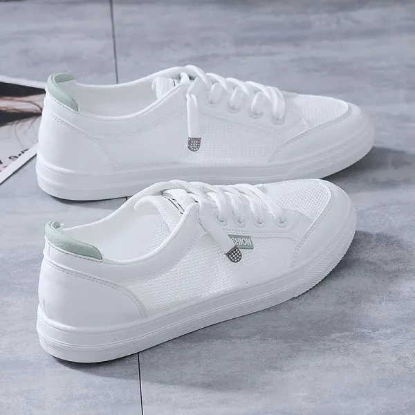 Women's Vulcanize Shoes Casual Breathable Sneakers Spring Summer Solid Color Mesh Sports Shoes Fashion Women White Sneakers