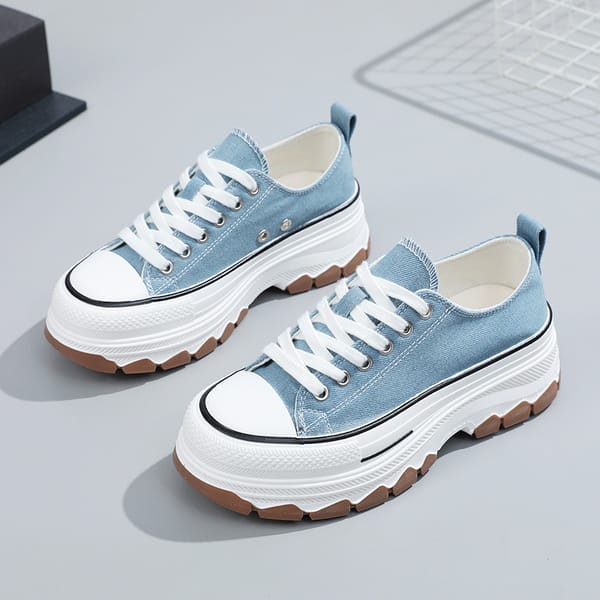 Canvas Shoes Women Casual Sports Running Round Toe Flats Women Platform Shoes Summer Leisure Walking Shoes with Thick Soles